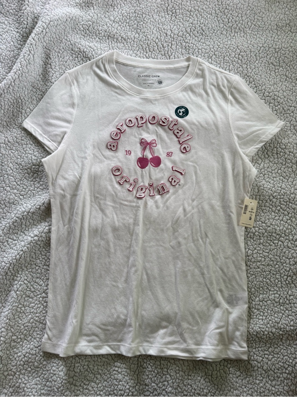 NWT Aéropostale White Tee with Pink Cherry Logo